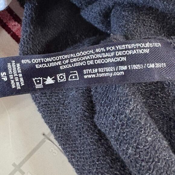 Tommy Hilfiger Crop Top Hoodie Womens S Blue Y2K Retro Sweater Sweatshirt - Picture 7 of 9